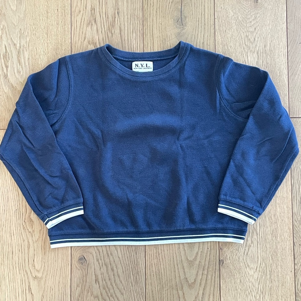 SOLD- Navy Blue and White Cotton Sweatshirt